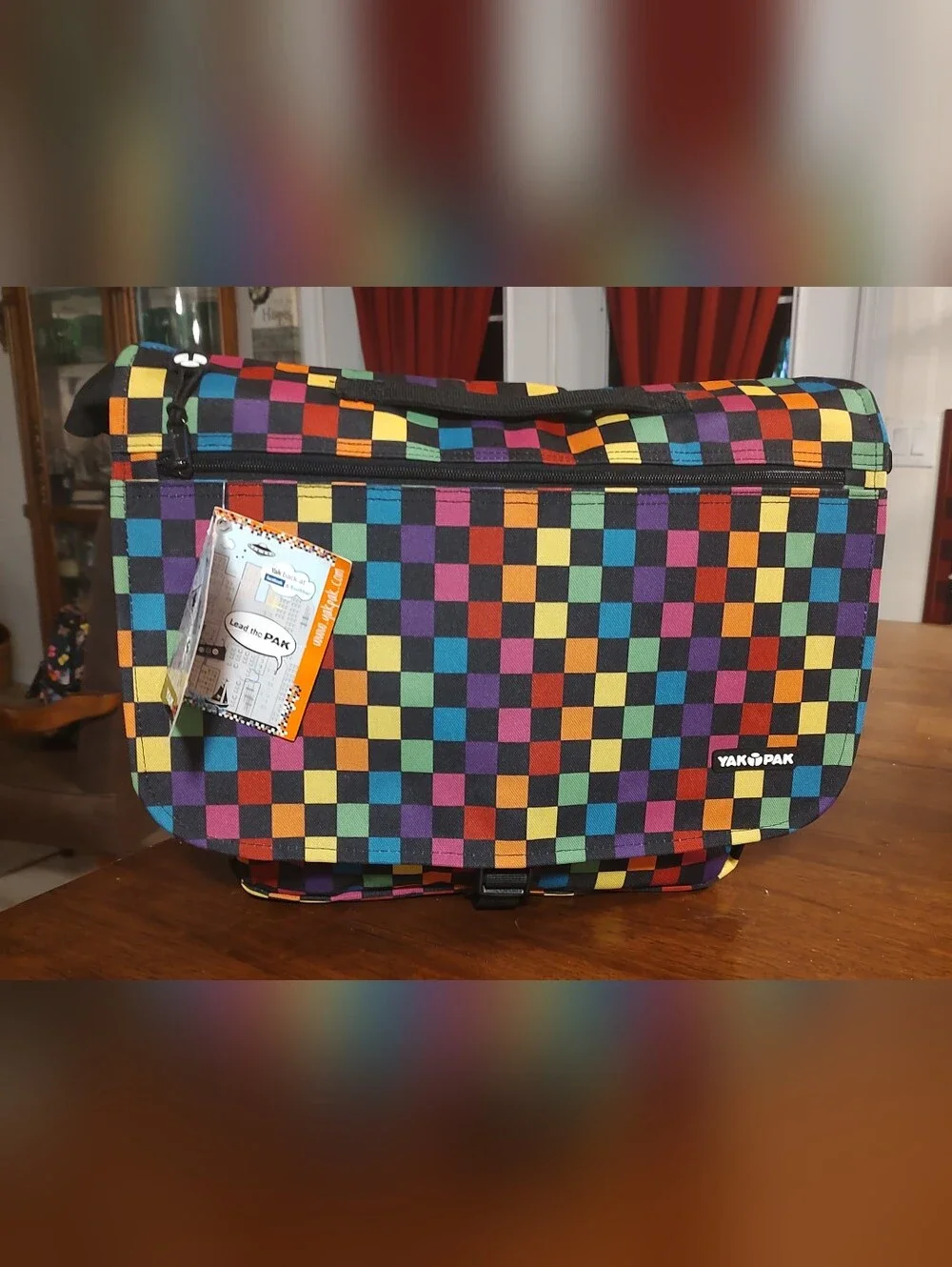 Multicolor Checkerboard Messenger Bag